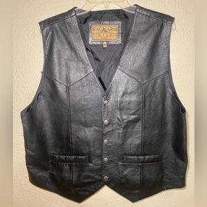 Saguaro West Men's Black Leather Vest